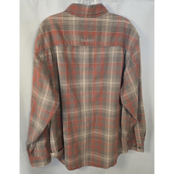 Wolverine Shirt Men XL Brown Red Gray Plaid Cotton Button Down Logo - Picture 2 of 7